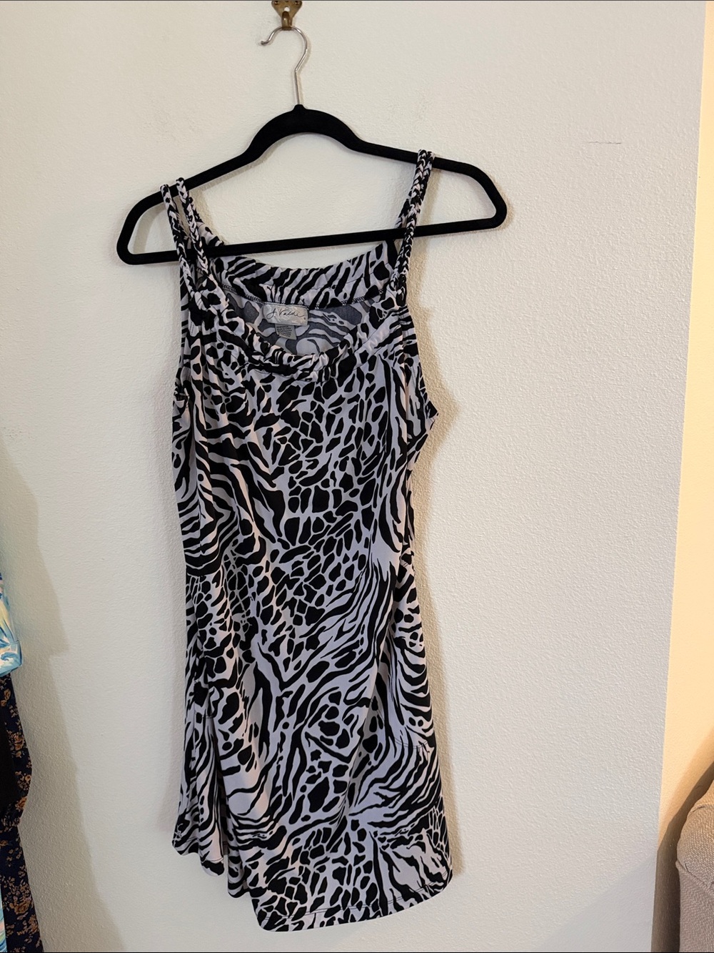Animal Print Slip Dress - Black & White